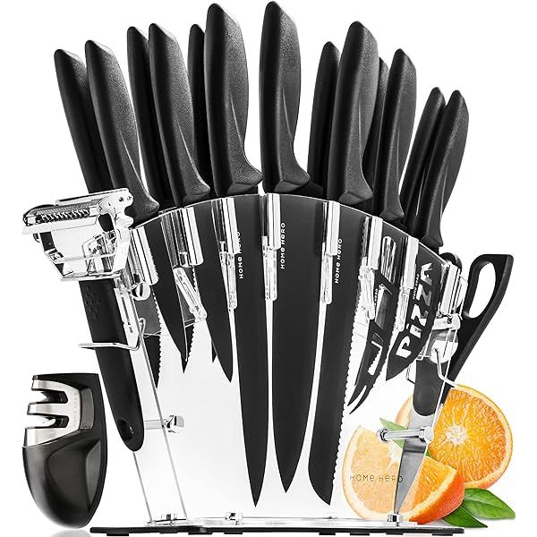 17 Piece Kitchen Knife Set - Stainless Steel Kitchen Precision Knives Set w/ 6 Steak Knives & Bonus  | Amazon (US)
