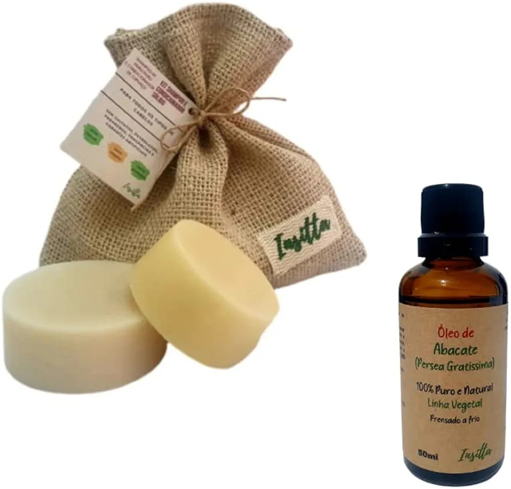 Kit Shampoo e Condicionador Sólido Cabelos Secos e 01 Vidro de Óleo de Abacate | Amazon (BR)