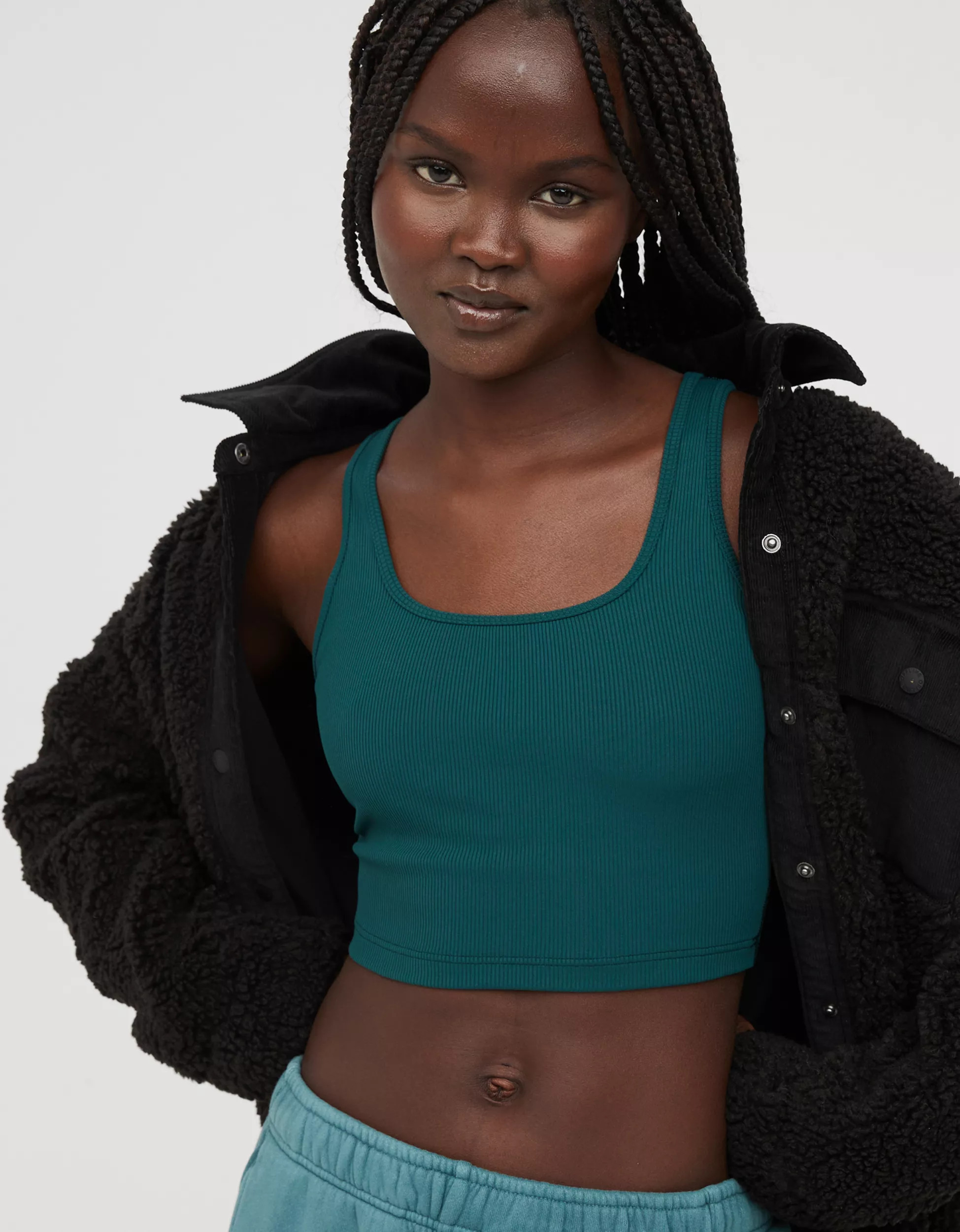 OFFLINE By Aerie Ribbed Square Neck Longline Sports Bra | Aerie