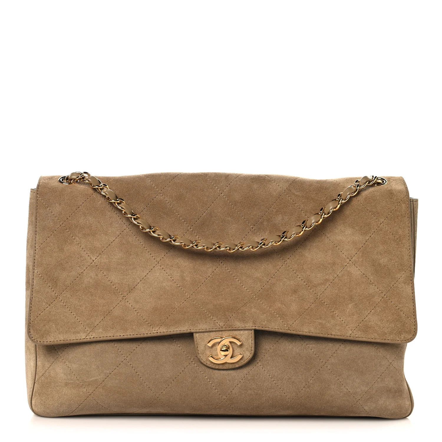 Chanel Suede Calfskin Souplissimo Maxi Flap Dark Beige 1927168 | FASHIONPHILE (US)