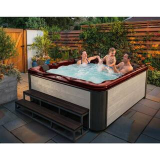 6-Person 56-Jet 240-Volt Premium Acrylic Lounge Spa Standard Hot Tub with Bluetooth Sound System and LED Waterfall | The Home Depot