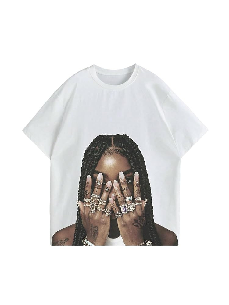 GORGLITTER Women's Oversized Graphic Tees Hip Hop Short Sleeve T Shirt Crewneck Summer Loose Tops | Amazon (US)