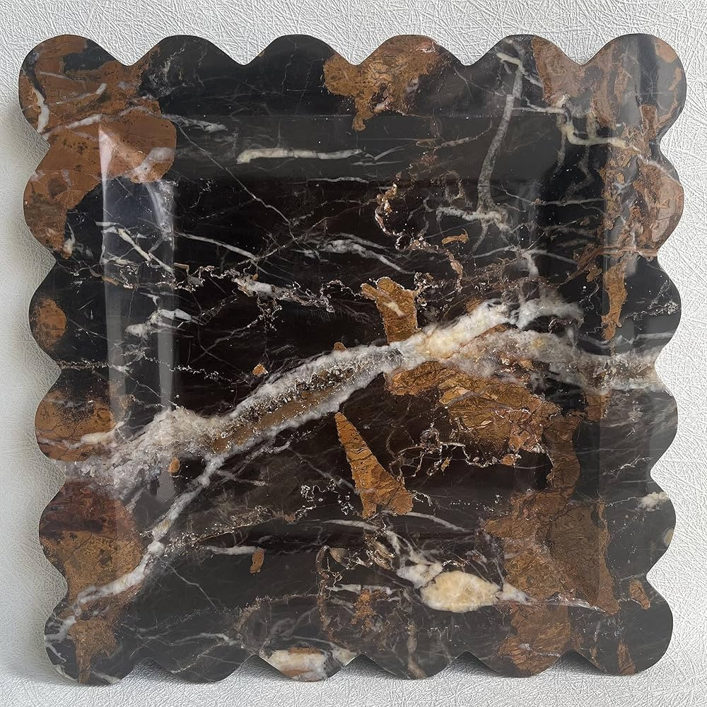 Amazon.com: SAIDKOCC Vintage Natural Marble Tray Small Ornaments Scalloped Tray Handmade Storage ... | Amazon (US)