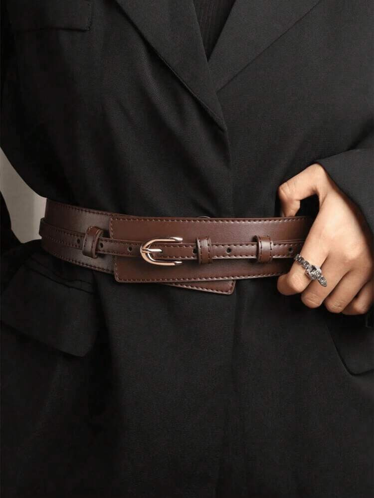 1 Simple Style Metal Buckle Belt Suitable For Coats And Dresses Dual Purpose Daily Versatile Suitable For Halloween, Summer, School, Autumn, Valentine's Day, Christmas, Halloween, Perfect Gift | SHEIN