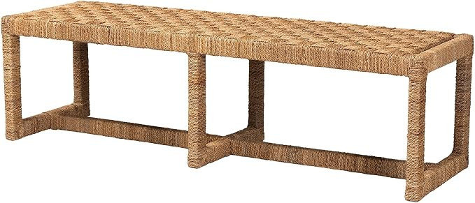 bali & pari Cipally Bohemian Seagrass and Mahogany Wood Accent Bench | Amazon (US)