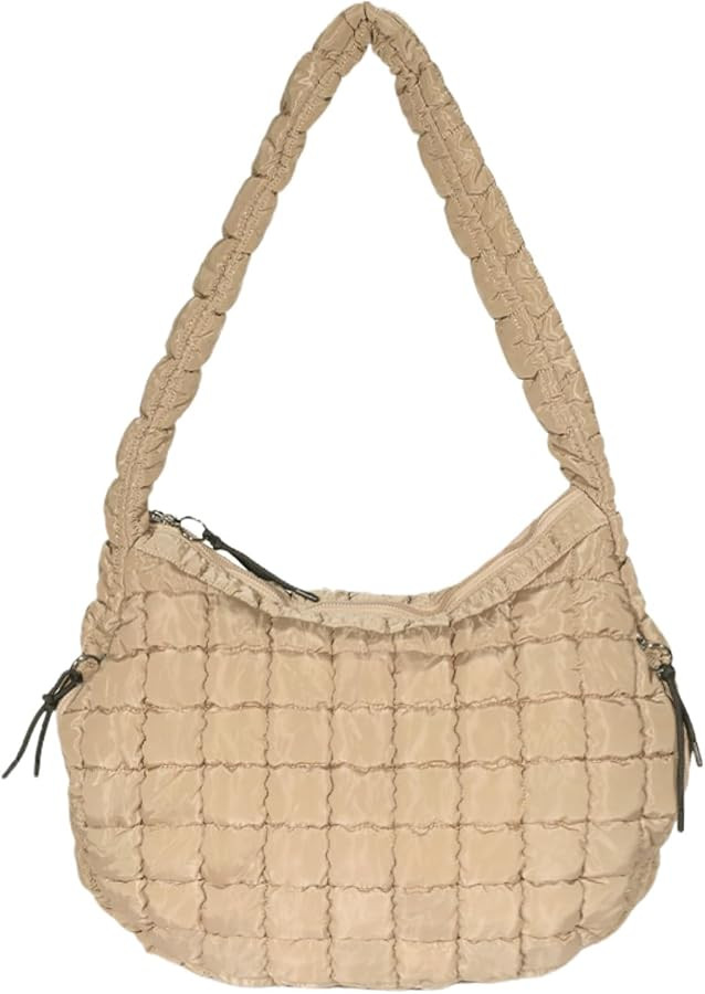 Puffer Tote Bag for Women Large Quilted Tote Bag Crossbody Lightweight Nylon Puffy Hobo Bag Carry... | Amazon (US)