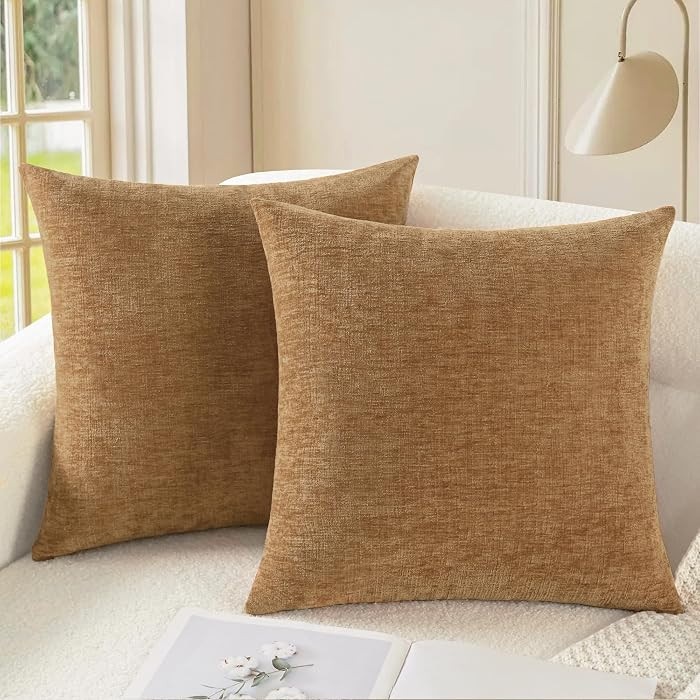 CaliTime Throw Pillow Covers Decorative 22 X 22 Inches Pack of 2 Cozy Chenille Cushion Cases for ... | Amazon (US)