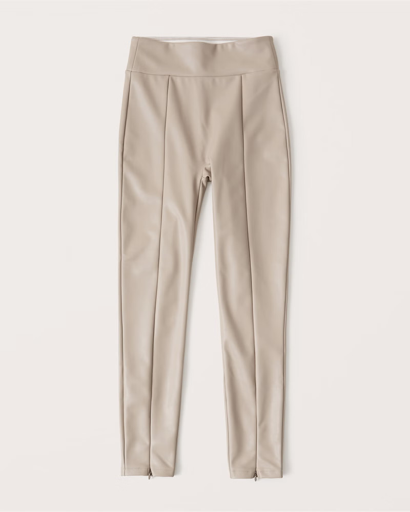Vegan Leather Zip-Ankle Leggings | Abercrombie & Fitch (US)