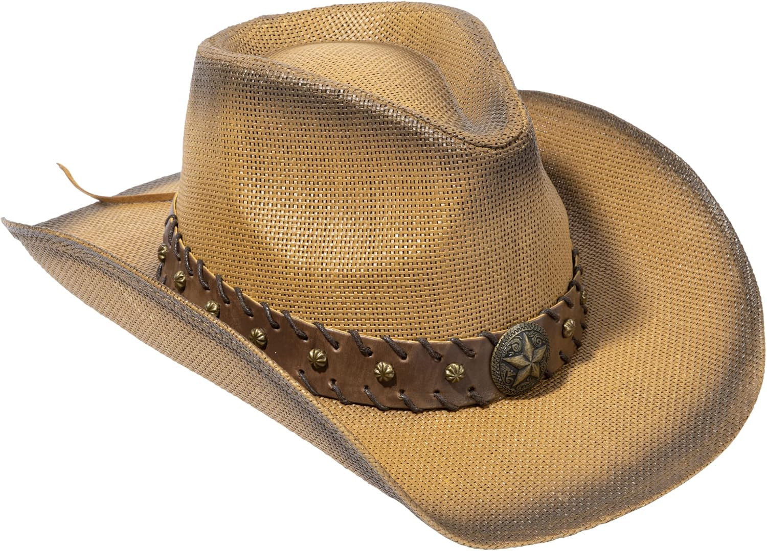 Livingston Men & Women's Woven Straw Cowboy Hat w/Hat Band | Amazon (US)