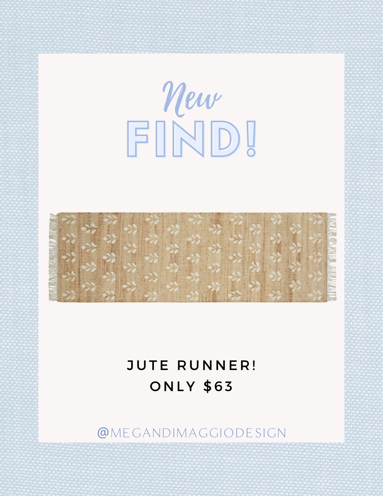 🚨Restock alert!!🚨 This new Erin Gates inspired block print jute runner from Walmart is somehow only $63!! 🤯🙌🏻😍

#LTKfindsunder100 #LTKsalealert #LTKhome

#LTKHome #LTKFamily #LTKFindsUnder100