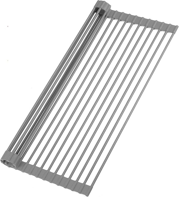 Zulay Kitchen Large 20.5" Roll Up Dish Drying Rack - Heavy Duty Silicone Wrapped Steel Rods Over ... | Amazon (US)