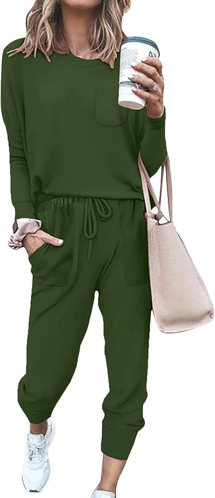 Bofell Lounge Sets for Women 2 Piece Fall Outfits 2023 Fashion Trending Now Sweatsuits Tracksuits wi | Amazon (US)