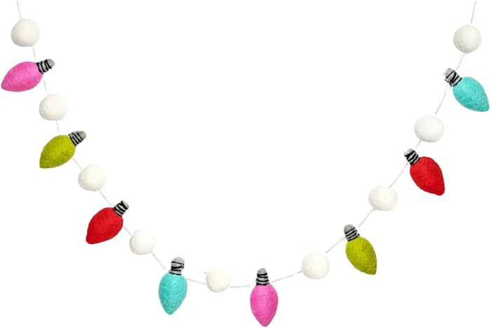 6.56Ft Christmas Felt Light Garland Banner 8 Pcs Light Bulbs Shape Rainbow Banner Xmas Colored De... | Amazon (US)
