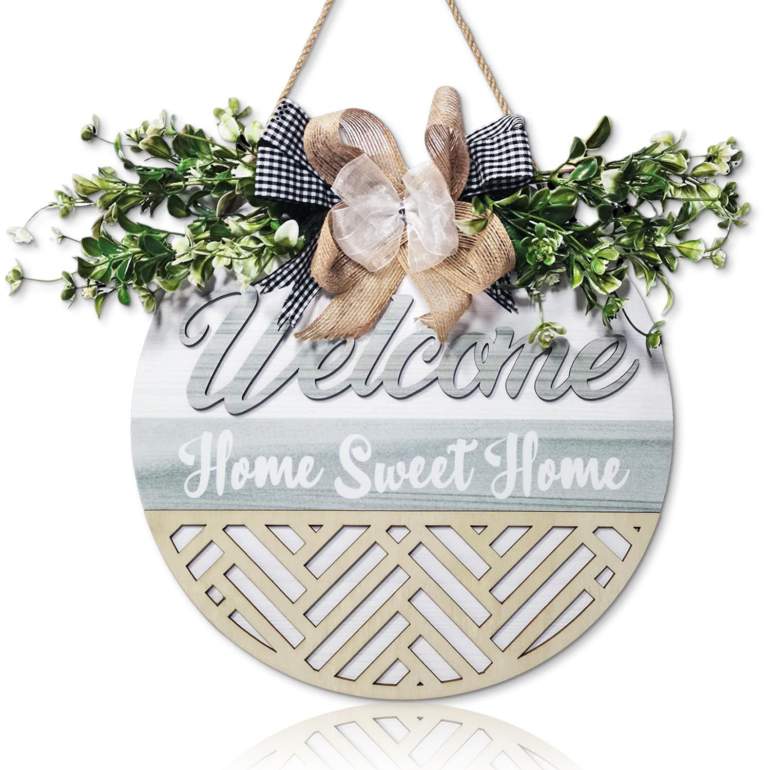 3D Welcome Home Sign, Wooden Sign for Front Door, Boho Wreaths Front Porch Decor, Home Sweet Home... | Amazon (US)