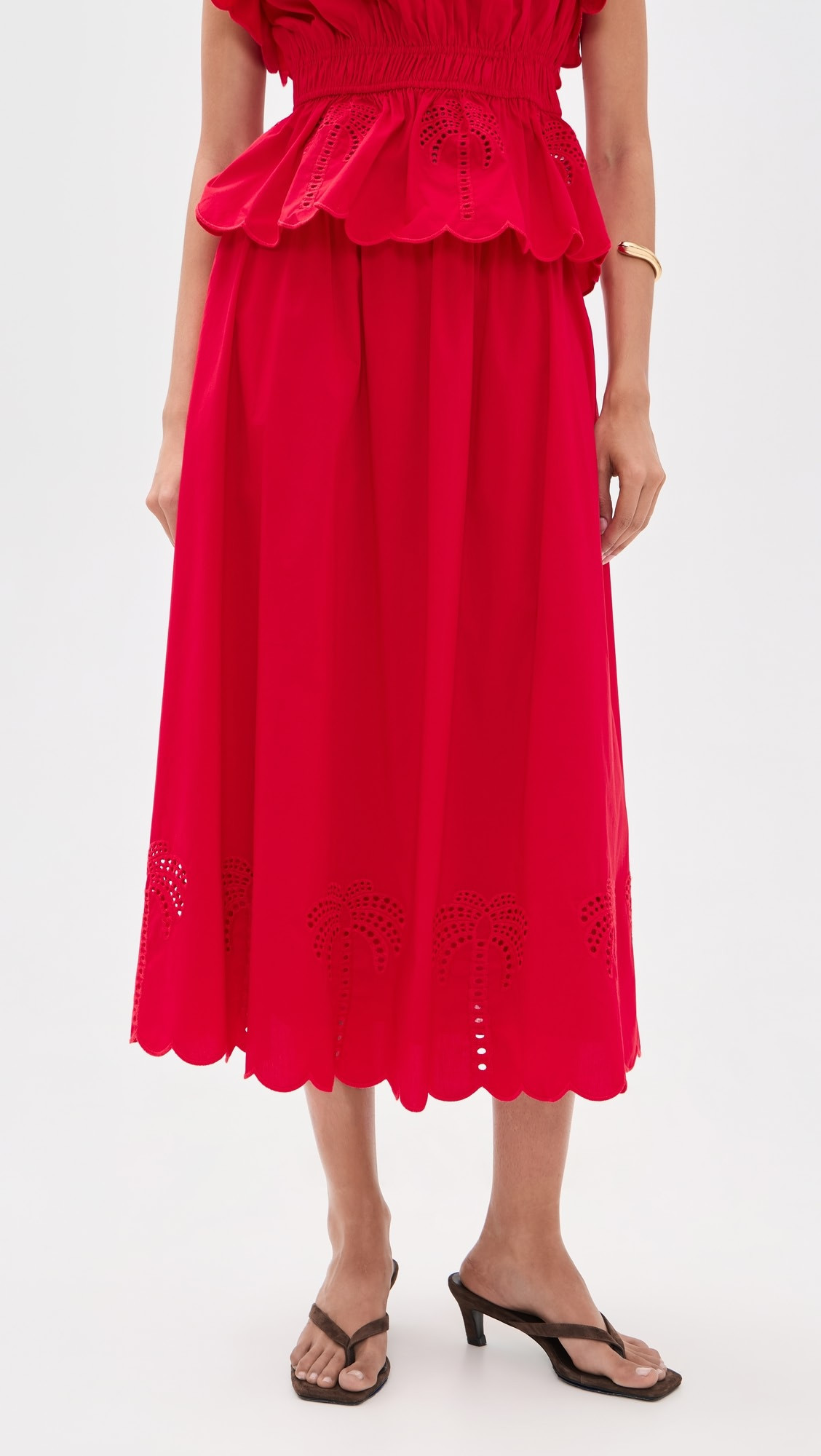 Embroidered High Waist Midi Skirt | Shopbop