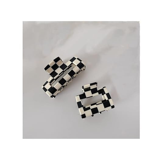 2Pcs Hair Claw Clips for Thick Hair Fashion Hair Styling Accessories Black/White Checkered Strong... | Amazon (US)