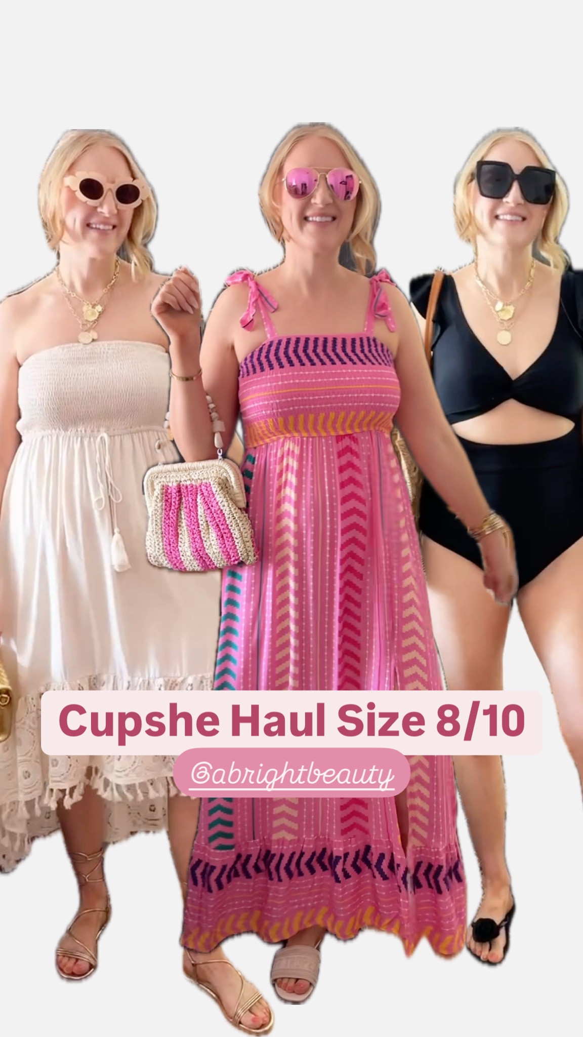 Swimsuit haul and resort haul on a size 8/10 mama ☀️perfect pieces for vacation, pool time or beach! 

At 150 lbs and 5’7” wearing:
L in floral two-piece, maxi crochet dress
M in black one piece, rust pants, crochet sweater, pink dress, crochet dress

Swim haul, swimsuit haul, size 8, size 10, swimsuits, affordable swimsuits, vacation outfits, vacation outfit inspo, vacation looks, resort outfits, resort style, vacation style, resort swimsuits, resort dresses, resort looks, resort swim, summer swimsuits, summer style

#LTKTravel #LTKStyleTip #LTKSwim