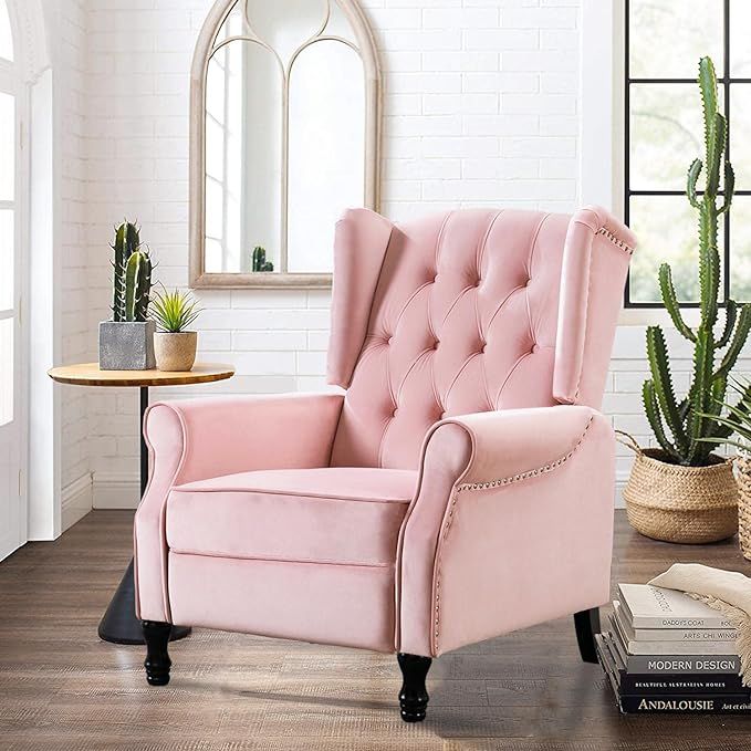 Altrobene Velvet Accent Chair, Push Back Recliner Chair, Wingback Arm Chair for Living Room/Bedro... | Amazon (US)