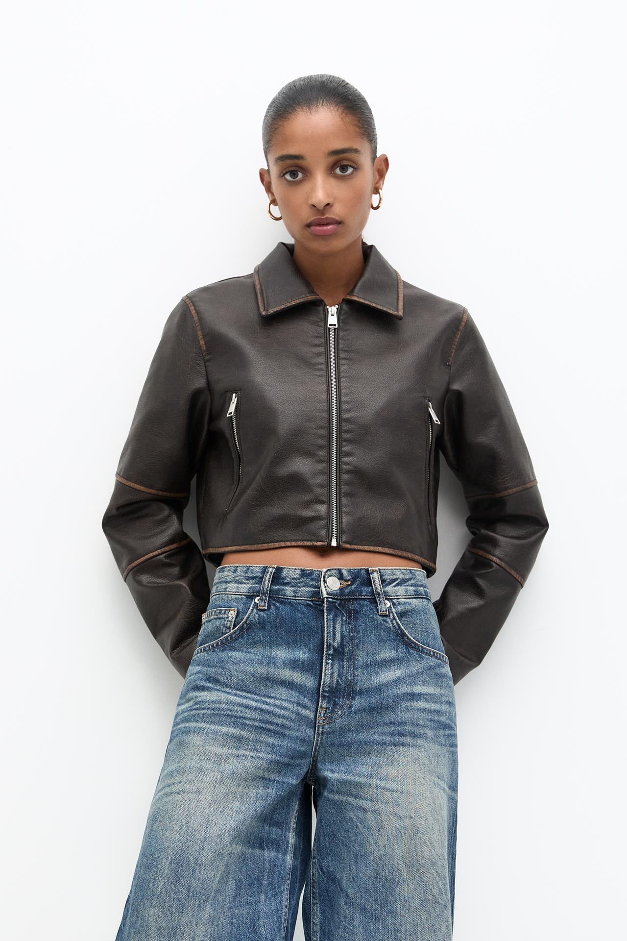 Leather-effect jacket | PULL and BEAR UK