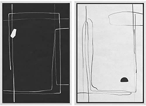 IDEA4WALL Framed Canvas Print Wall Art Black and White Line Art Polygon Collage Abstract Shapes M... | Walmart (US)