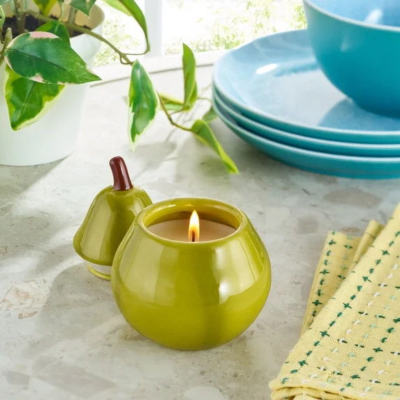 Better Homes & Gardens Pear And Clover 1-Wick Ceramic Pear Fruit Candle, 6 oz | Walmart (US)