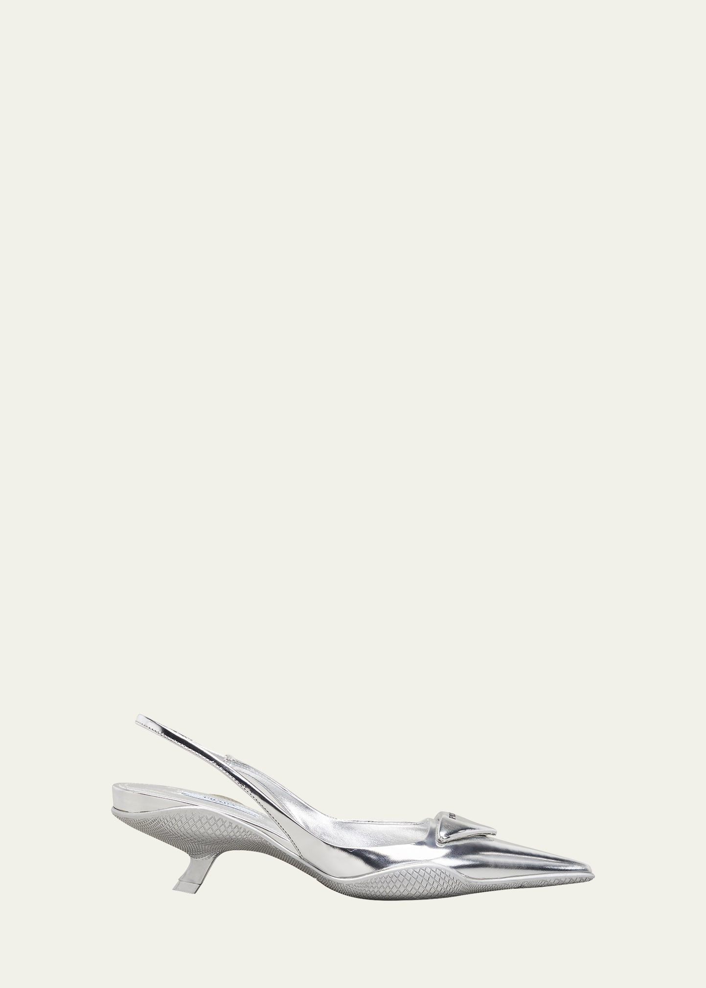 Prada Triangle Logo Kitten-Heel Slingback Pumps | Bergdorf Goodman