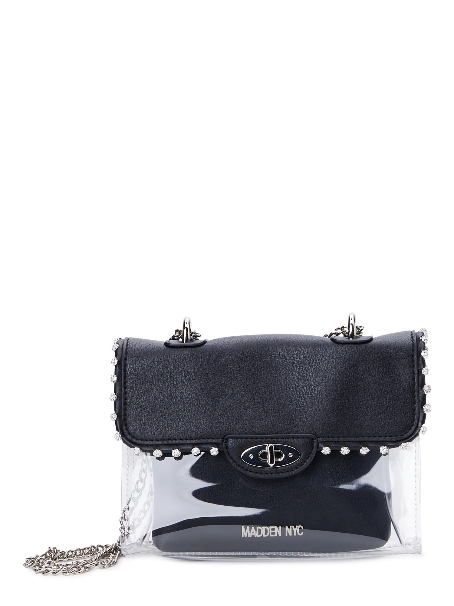 Madden NYC Women's Rhinestone Trim Clear Crossbody Bag with Removable Pouch | Walmart (US)