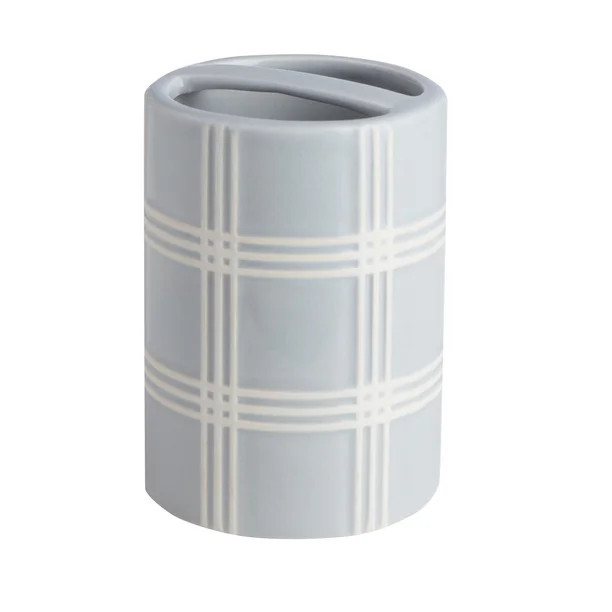 My Texas House Stafford White Embossed Plaid Ceramic Bathroom Tumbler - Walmart.com | Walmart (US)