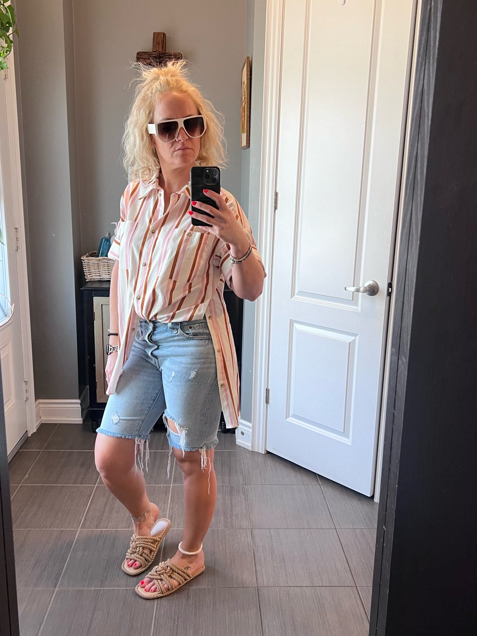 Summer fit #anthro #anthropologie #levi #jeanshorts #denim #jean #dresssgirt #pinstripes #fashion #amazonfasgiin #ltk #ootd #likeittoknow #summer #spring #whatiwore #shopmylook #look #amazon #myfit #trending #wardrobe #myoutfit #follow #like #inspo #fit #freepeople #wethefree 

#LTKfindsunder50 #LTKfindsunder100 #LTKshoecrush