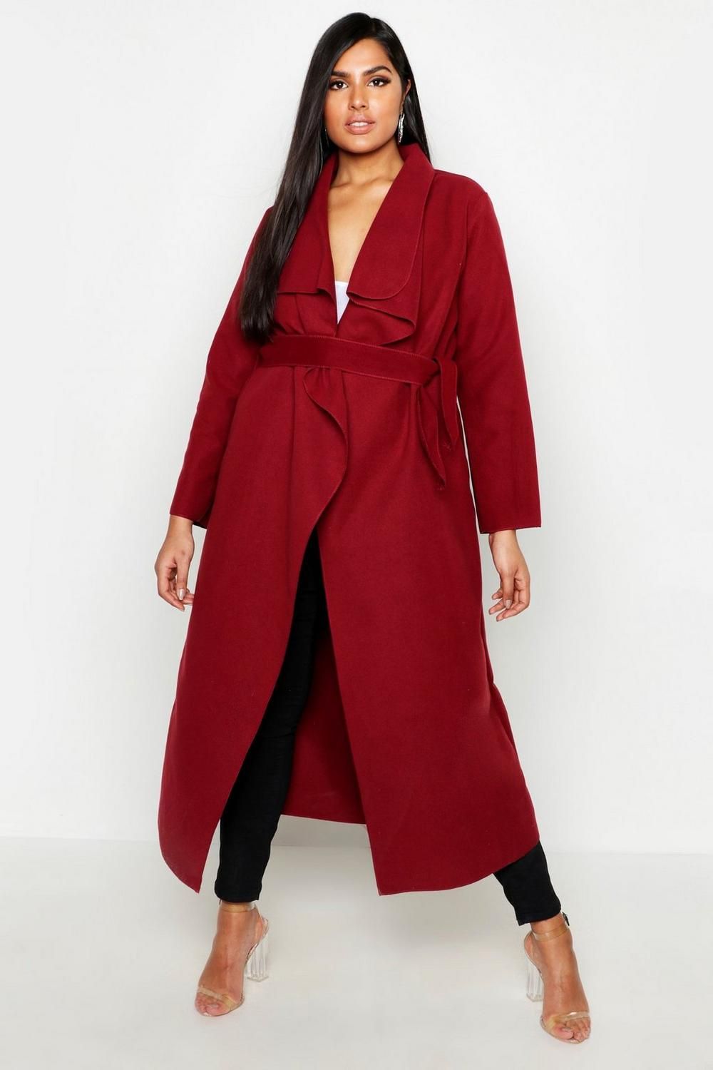 Plus Maxi Length Wool Look Wrap Coat | Boohoo.com (UK & IE)