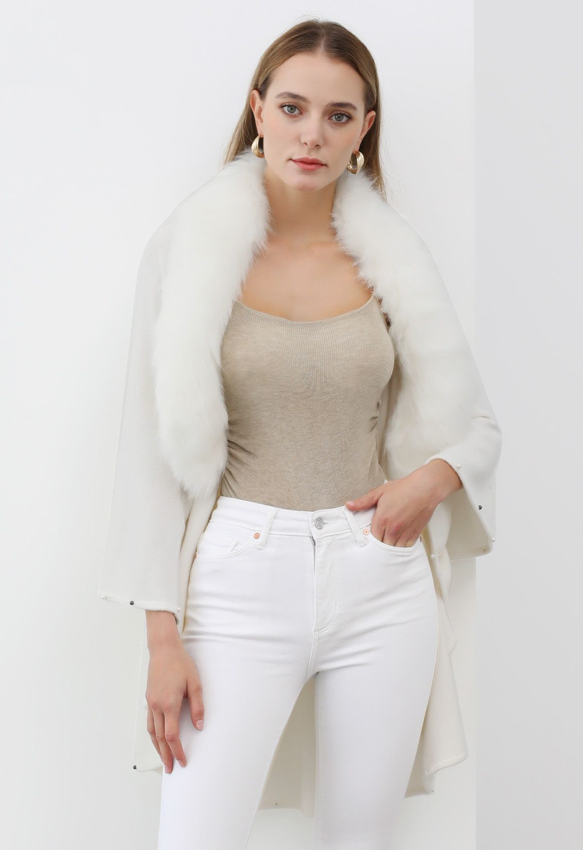 Versatile Ruched Knit Cami Top in Oatmeal | Chicwish