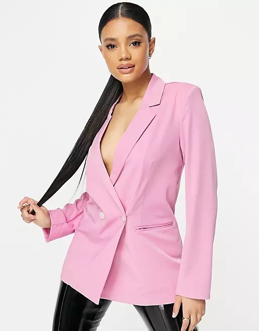 Vila tailored blazer and high waisted trouser co-ord in pink  | ASOS | ASOS (Global)