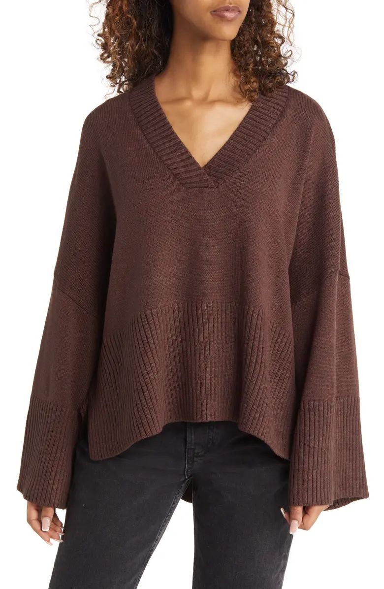 Topshop V-Neck Longline Sweater | Nordstrom | Nordstrom