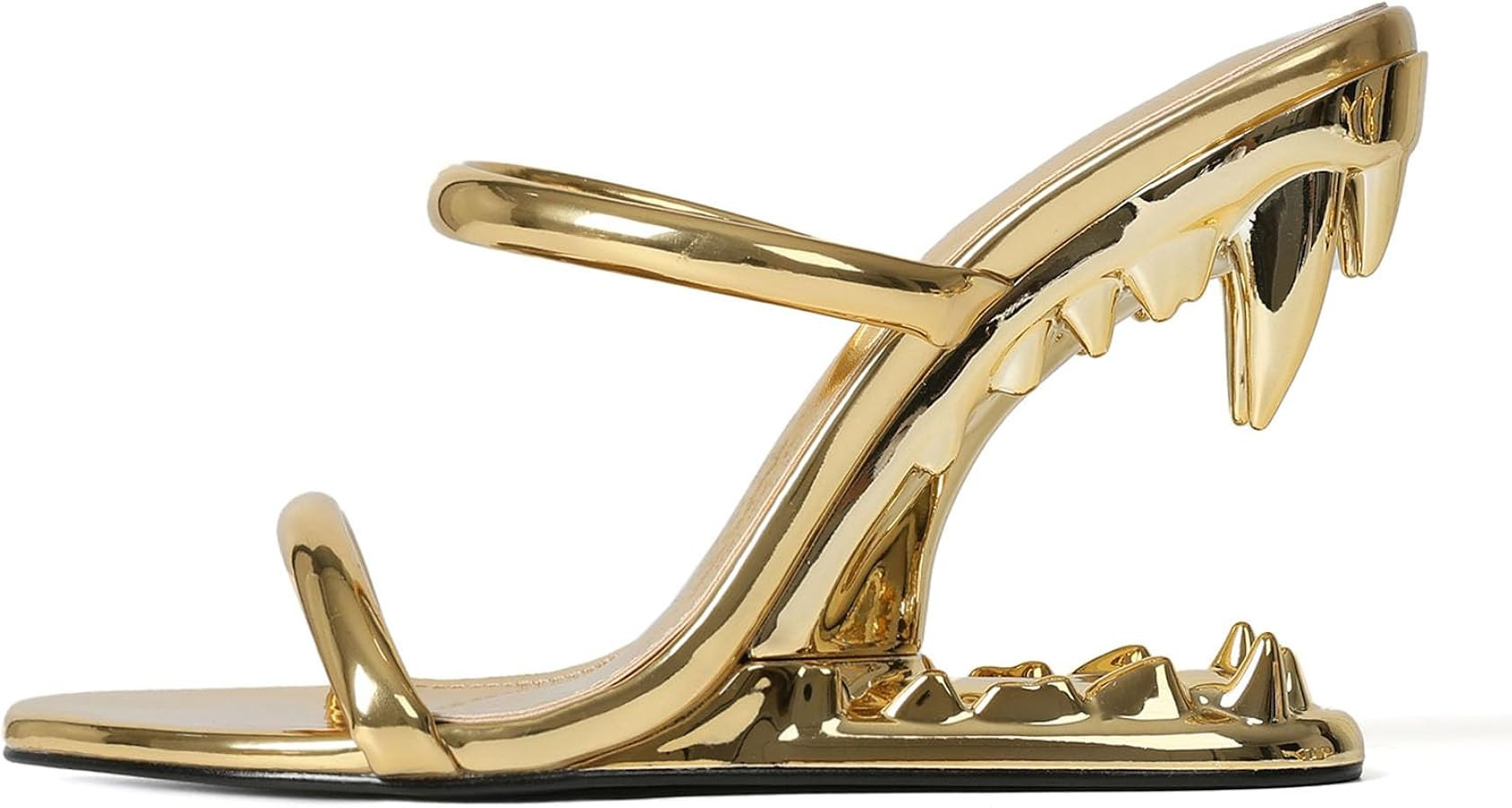 Goiphrri Wedge Sandals for Women Strappy Heels Round Open Toe Heels Metallic Shark Tiger Teeth he... | Amazon (US)