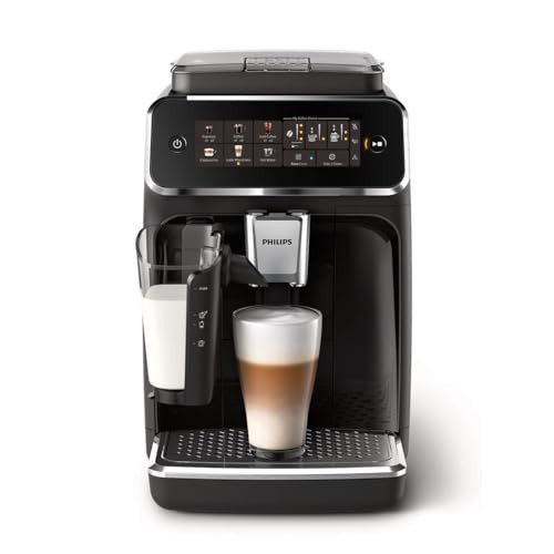 PHILIPS 3300 Series Fully Automatic Espresso Machine with LatteGo Milk System and integrated grinder, 6 Hot & Iced Coffee Pre-Sets, 40% Quieter SilentBrew, 15-Bar Pressure, Glossy Black (EP3341/50) | Amazon (US)