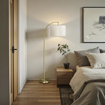 Clapton 65"H Floor Lamp, Brass Metal & Ivory / Cream Shade | Wayfair North America