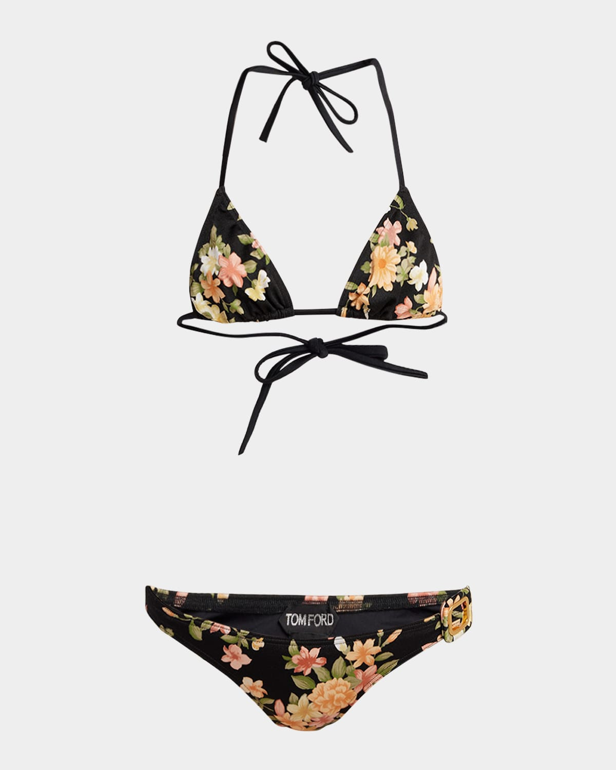 Floral-Print Buckle Triangle Bikini Set | Neiman Marcus