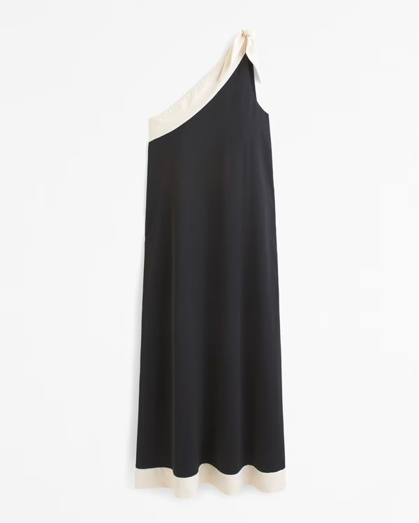 One-Shoulder Scarf Midi Dress | Abercrombie & Fitch (US)