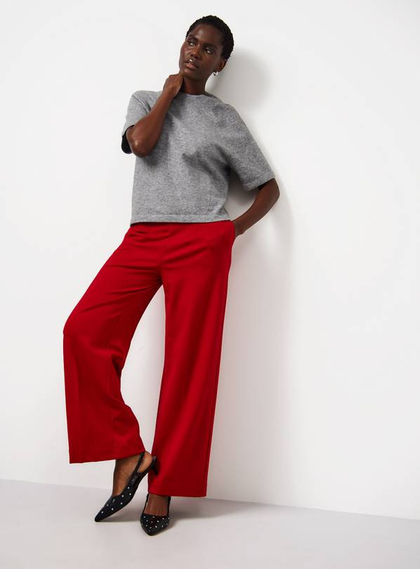 Red Ponte Co-ord Wide Leg Trousers 14R | Tu Clothing