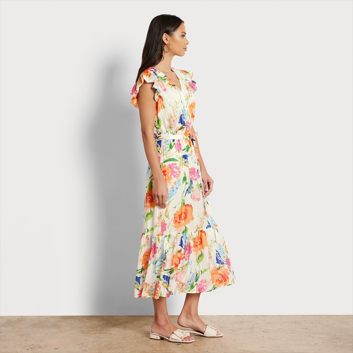 Floral V-neck Midi Dress | Sam Edelman