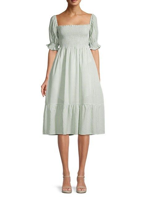 Angie Checked & Smocked Dress | Saks Fifth Avenue OFF 5TH