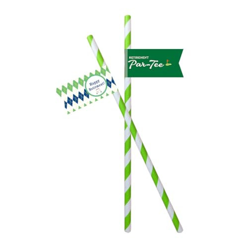 VOWFOO Golf Themed Birthday Party Straw Decor, 20 PCS Happy Retiremend Par-Tee Disposable Paper Cocktail Drinking Straw With Flag Tag for Baby 1st Birthday Party Decorations (Retirement Par-Tee) | Amazon (US)