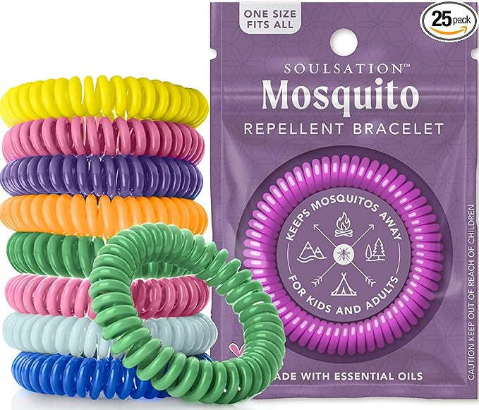 25 Pack Mosquito Repellent Bracelets, DEET-Free for Kids & Adults, Individually Wrapped Bands | Amazon (US)