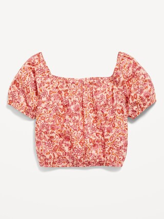 Printed Cropped Puff-Sleeve Top for Girls | Old Navy (US)