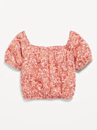 Printed Cropped Puff-Sleeve Top for Girls | Old Navy (US)