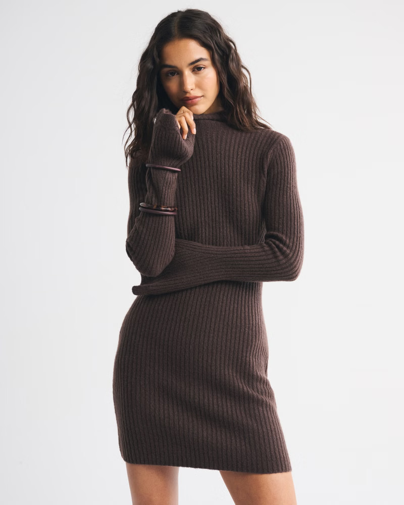Mockneck Ribbed Mini Sweater Dress | Abercrombie & Fitch (US)