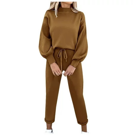 Women s 2 Piece Lounge Sets Outfits Long Sleeve Pullover Sweatshirt Jogger Pants Sweatsuit | Walmart (US)