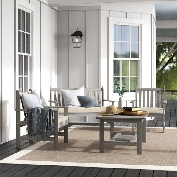 Joliet Solid Wood 4 - Person Seating Group with Cushions | Wayfair North America