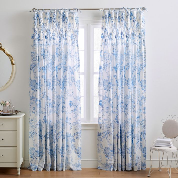 LoveShackFancy Garden Damask Smocked Curtain | Pottery Barn Teen