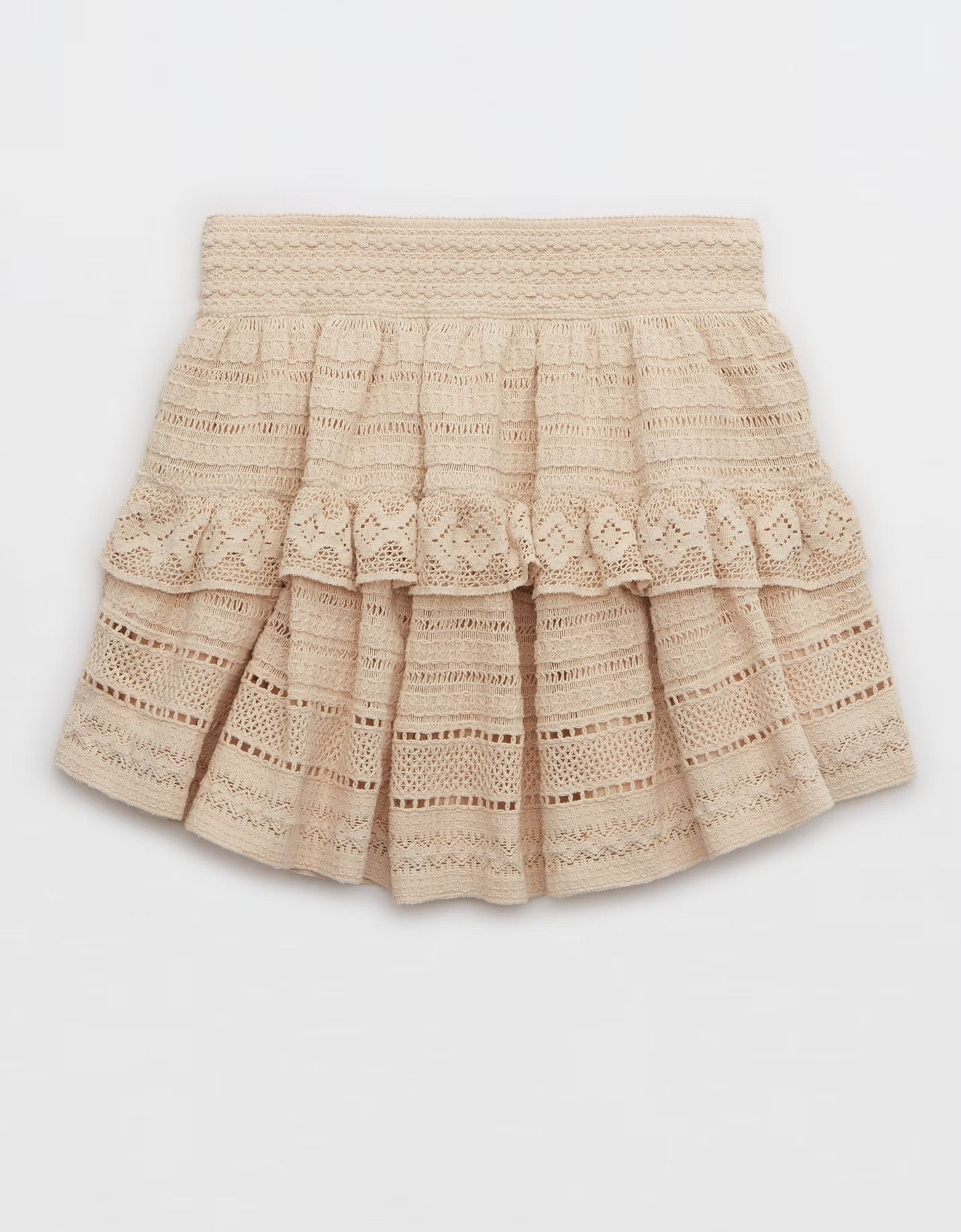 Aerie Textured Lace Ruffle Mini Skirt | American Eagle Outfitters (US & CA)